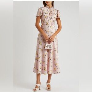 Self-Portrait Floral Satin Midi Dress
